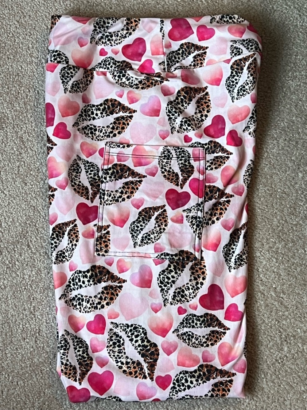 Pink Heart & Leopard Lip Print Lounge Pants